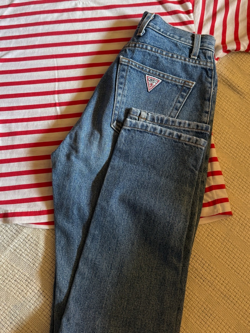 Vintage GUESS Jeans 27 USA High Rise Mom Jeans Triangle Logo 80s 90s